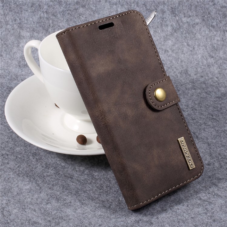 DG.MING Detachable 2 in 1 Card Holder Split Leather Phone Shell for LG G6 - Coffee-3