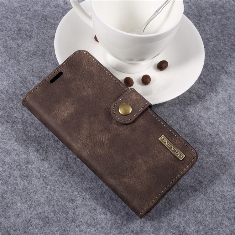 DG.MING Detachable 2 in 1 Card Holder Split Leather Phone Shell for LG G6 - Coffee-4