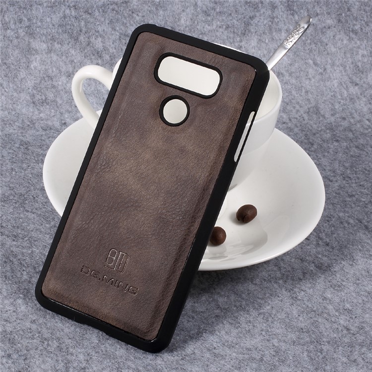 DG.MING Detachable 2 in 1 Card Holder Split Leather Phone Shell for LG G6 - Coffee-7