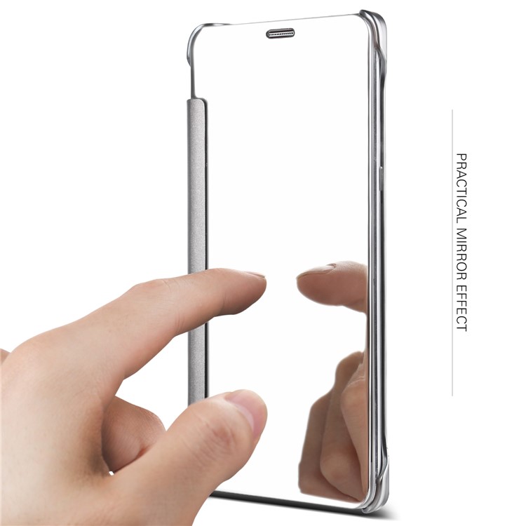 Plated Mirror Surface Flip Leather Smart View Case for LG G6 - Silver-3