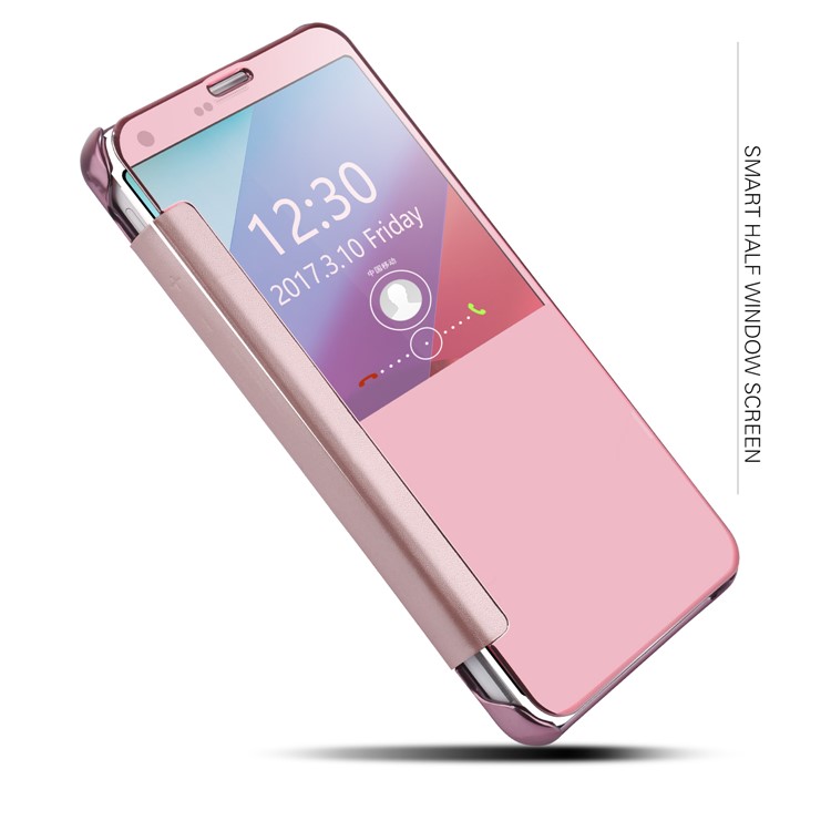 Smart Window Mirror Mobile Cover (PC + PU Leather) for LG G6 - Rose Gold-2