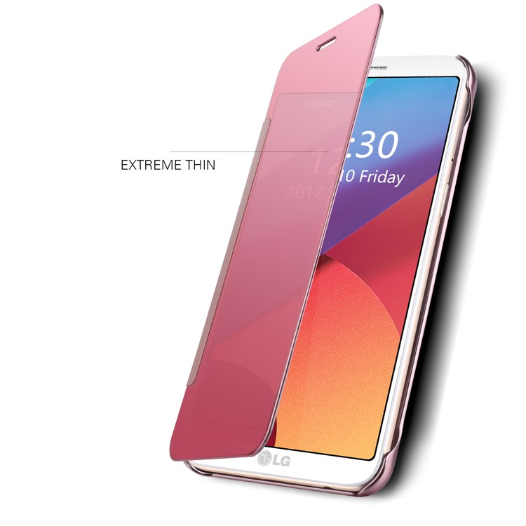 Smart Window Mirror Mobile Cover (PC + PU Leather) for LG G6 - Rose Gold-3