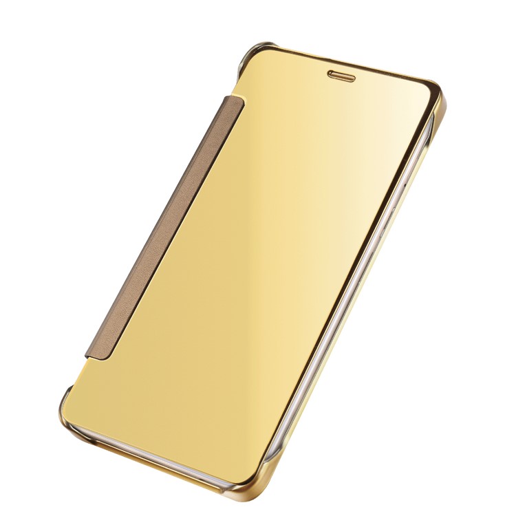 Mirror Clamshell Mobile Cover Smart Window Flip Leather Case for LG G6 - Gold-3