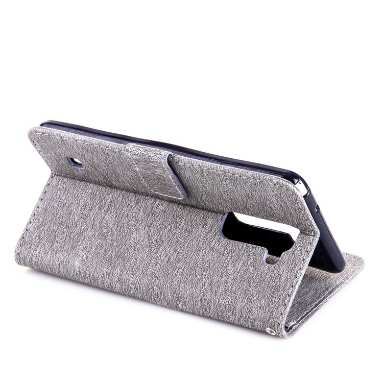 Crystal Decor Pattern Imprinted Leather Wallet Case for LG Stylus 2/G Stylo 2 LS775 /Stylus 2 Plus/Stylo 2 - Grey-4