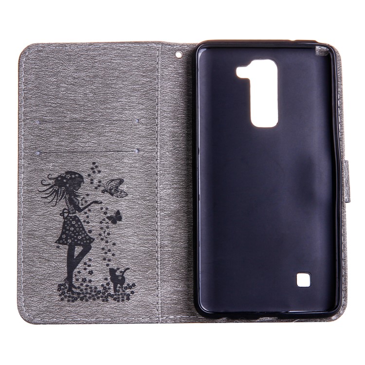 Crystal Decor Pattern Imprinted Leather Wallet Case for LG Stylus 2/G Stylo 2 LS775 /Stylus 2 Plus/Stylo 2 - Grey-5