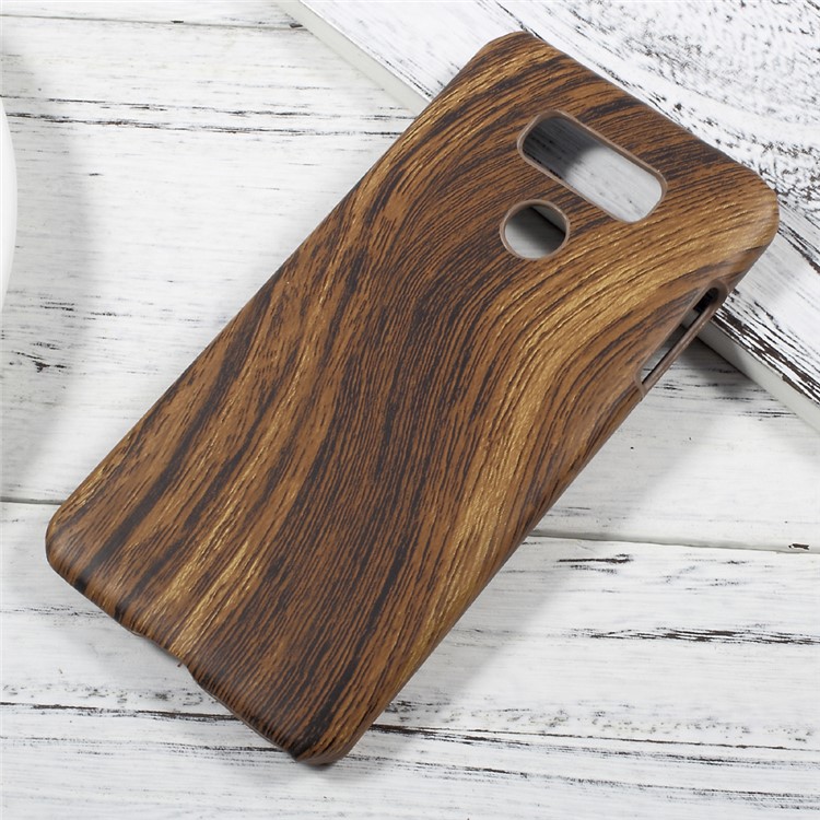 Leather Coated PC Protective Phone Case for LG G6 - Wood Texture / Brown-1