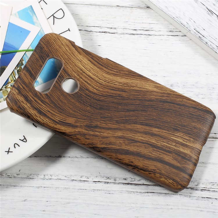 Leather Coated PC Protective Phone Case for LG G6 - Wood Texture / Brown-3
