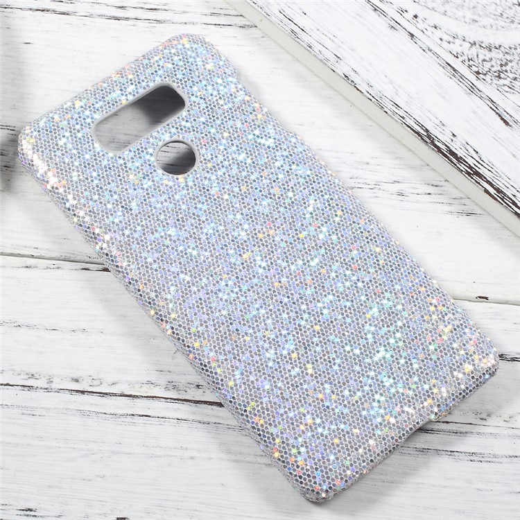 Leather Coated PC Hard Protector Case for LG G6 - Glitter Sequins / Silver-2