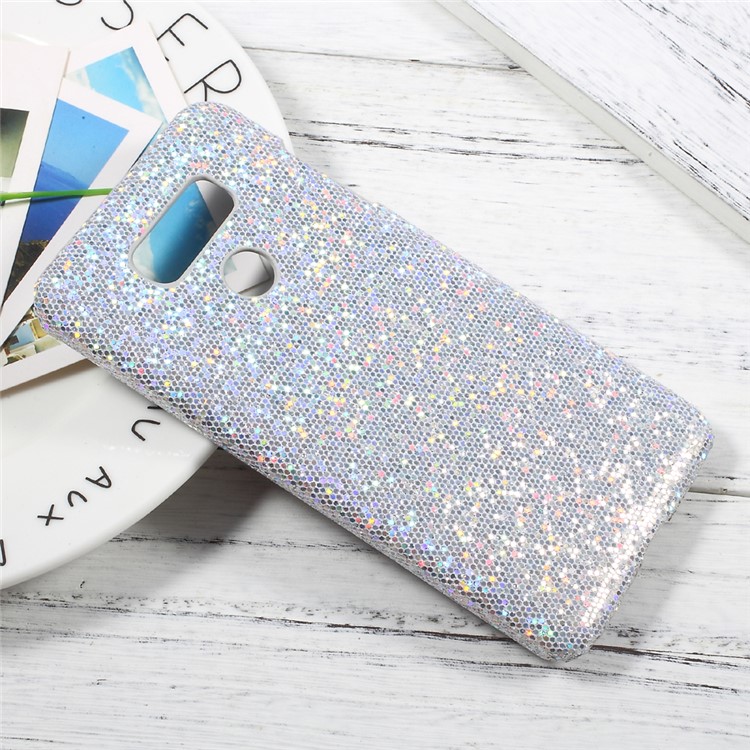 Leather Coated PC Hard Protector Case for LG G6 - Glitter Sequins / Silver-3