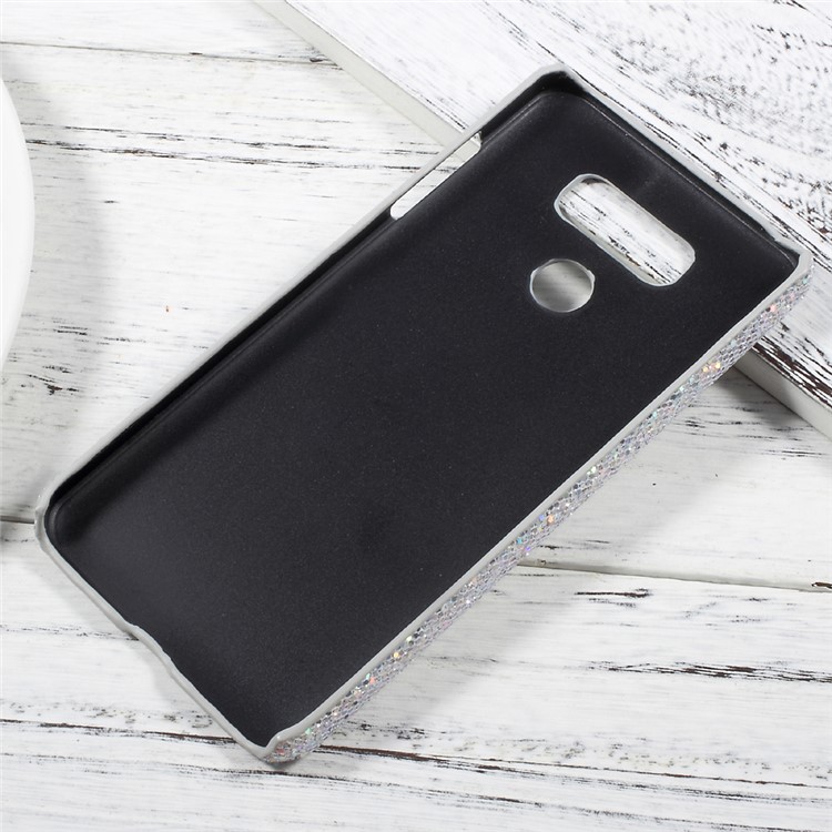Leather Coated PC Hard Protector Case for LG G6 - Glitter Sequins / Silver-4