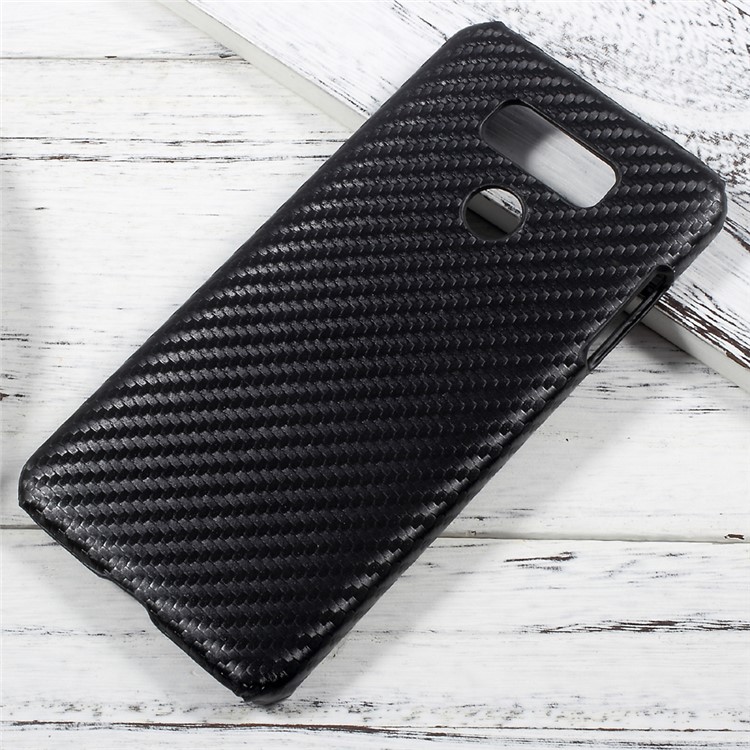 Leather Coated Plastic Hard Case for LG G6 - Carbon Fiber Texture / Black-1