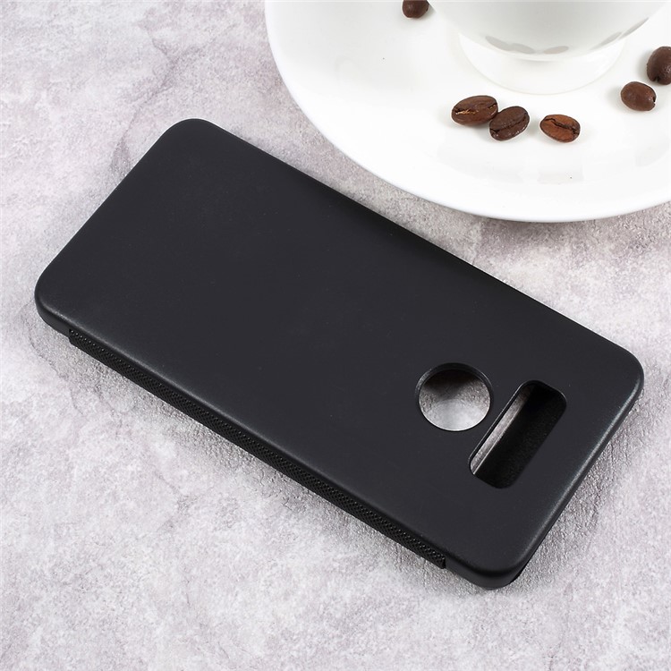 Double Window Leather Stand Flip Cell Phone Case for LG G6 - Black-4