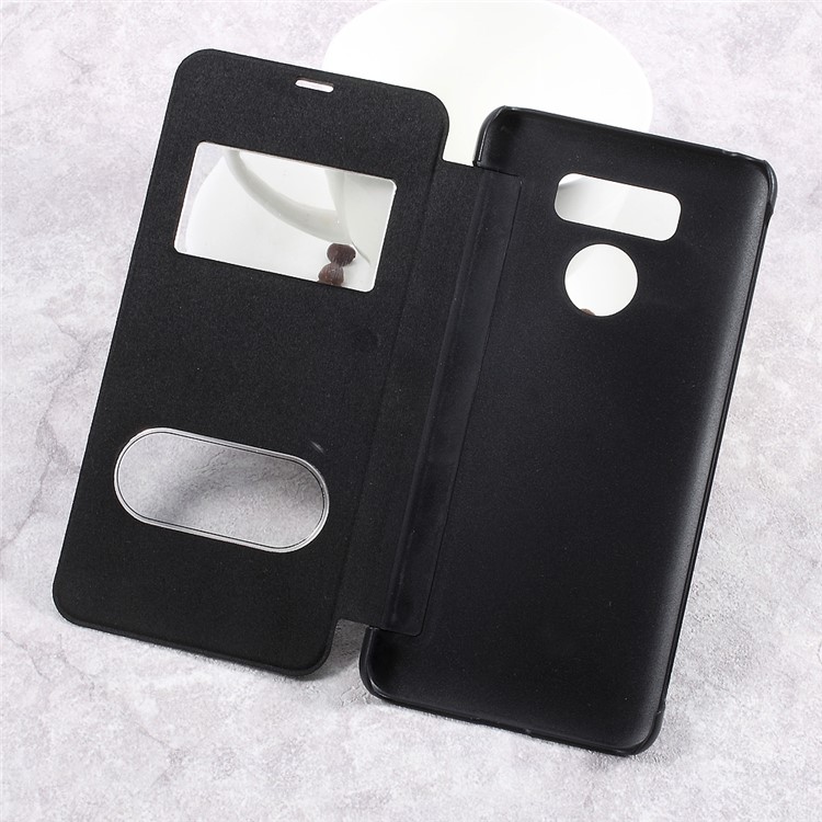 Double Window Leather Stand Flip Cell Phone Case for LG G6 - Black-5