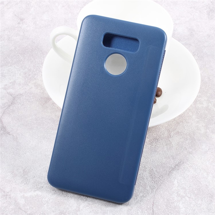 Dual Window Leather Stand Flip Phone Cover for LG G6 - Dark Blue-2