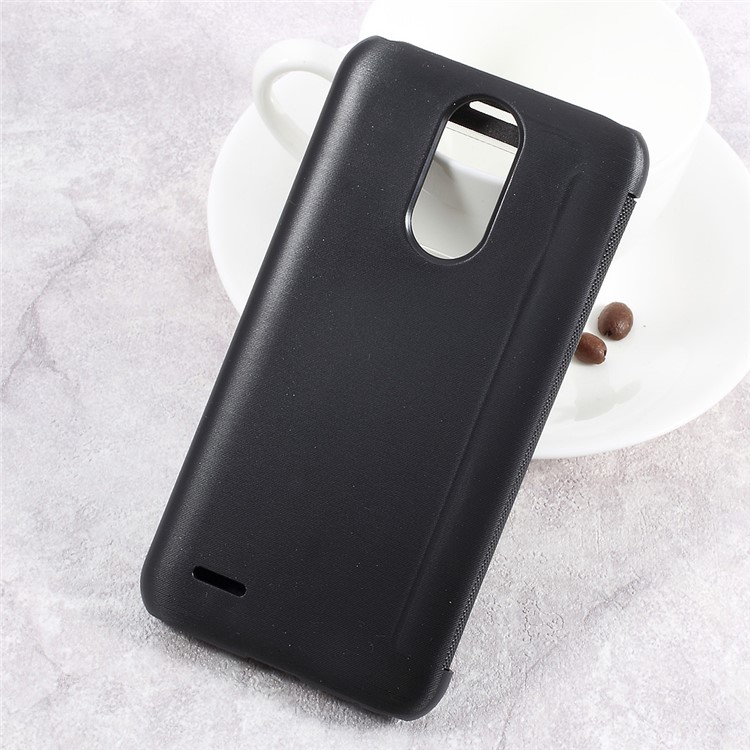 Cross Texture Smart View Window Leather Case for LG K10 (2017) - Black-2