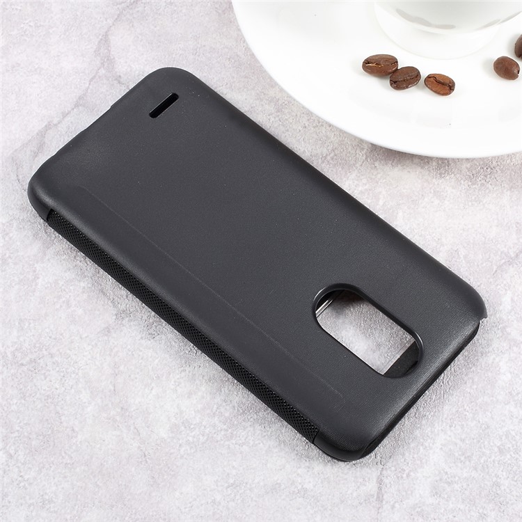 Cross Texture Smart View Window Leather Case for LG K10 (2017) - Black-4