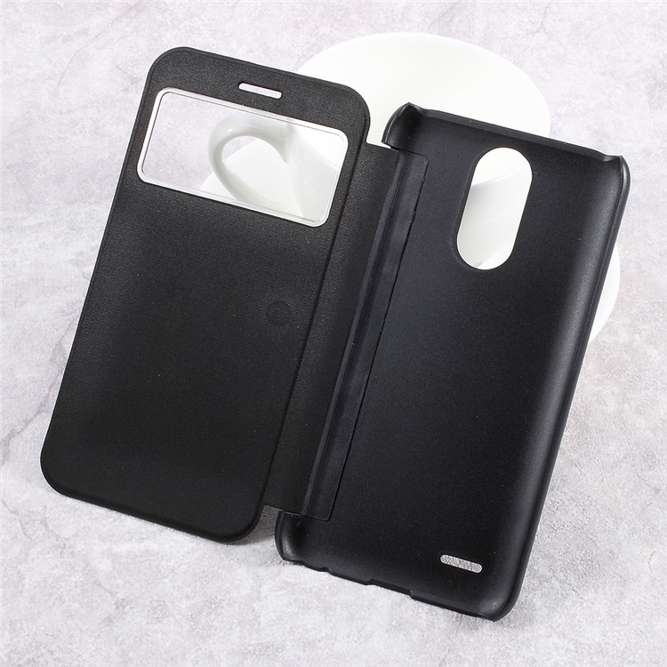 Cross Texture Smart View Window Leather Case for LG K10 (2017) - Black-5