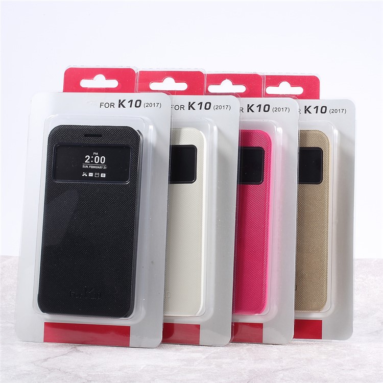 Cross Texture Smart View Window Leather Case for LG K10 (2017) - Black-6