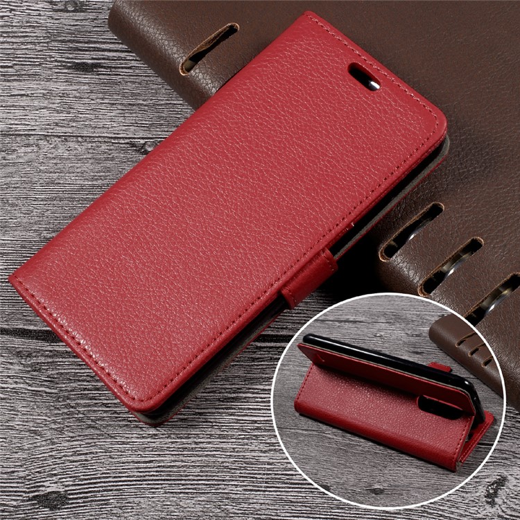 Litchi Skin Wallet Leather Stand Case for LG K4 (2017) - Red-1