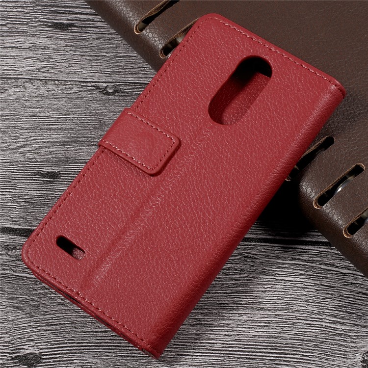 Litchi Skin Wallet Leather Stand Case for LG K4 (2017) - Red-2