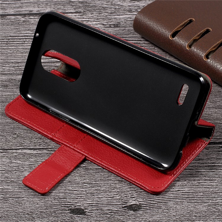 Litchi Skin Wallet Leather Stand Case for LG K4 (2017) - Red-5