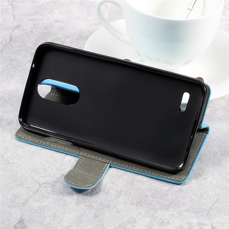 PU Leather Wallet Stand Mobile Shell for LG K4 (2017) - Blue-4