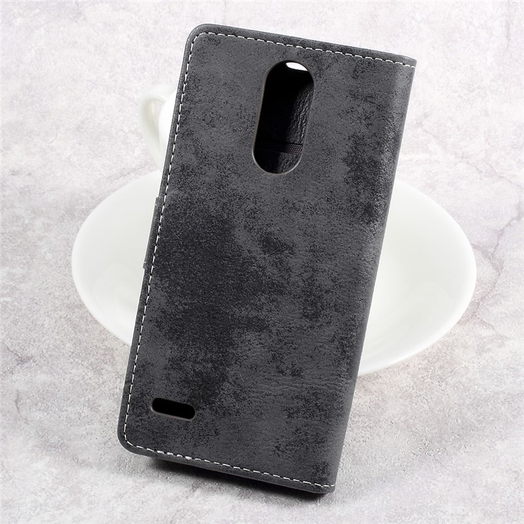 Retro Style Leather Wallet Mobile Phone Case for LG K4 (2017) - Grey-2