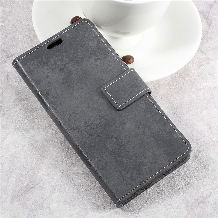 Retro Style Leather Wallet Mobile Phone Case for LG K4 (2017) - Grey-3