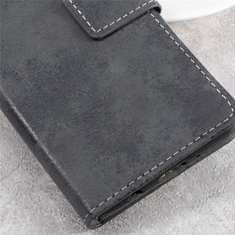 Retro Style Leather Wallet Mobile Phone Case for LG K4 (2017) - Grey-4