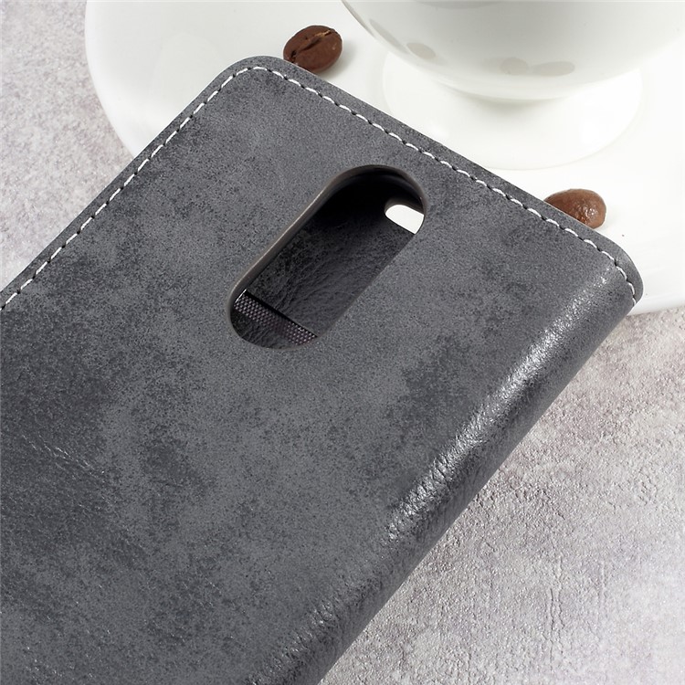 Retro Style Leather Wallet Mobile Phone Case for LG K4 (2017) - Grey-5