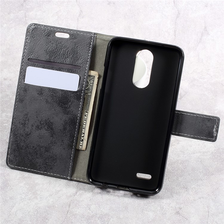 Retro Style Leather Wallet Mobile Phone Case for LG K4 (2017) - Grey-8