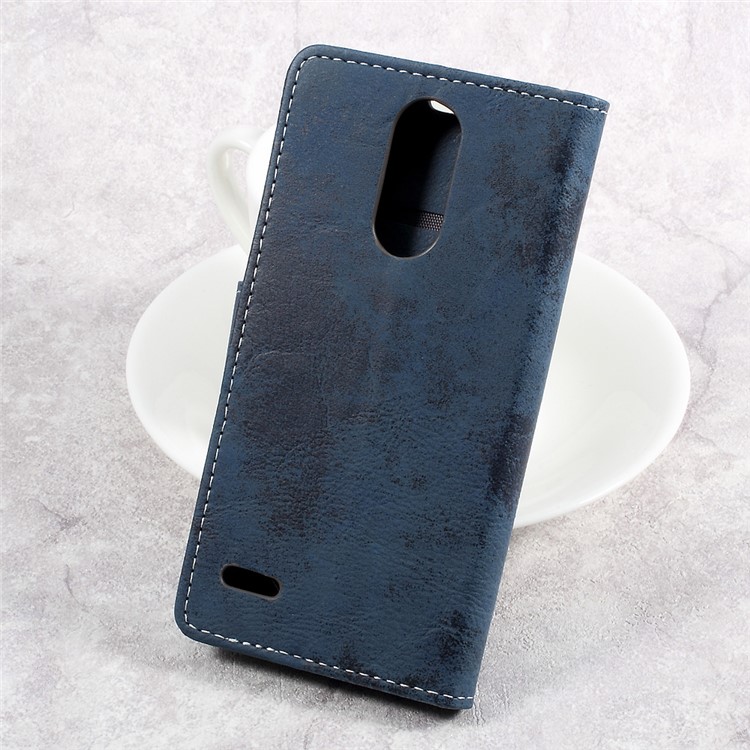 Vintage Style Leather Wallet Mobile Phone Flip Cover for LG K4 (2017) EU Version - Blue-2