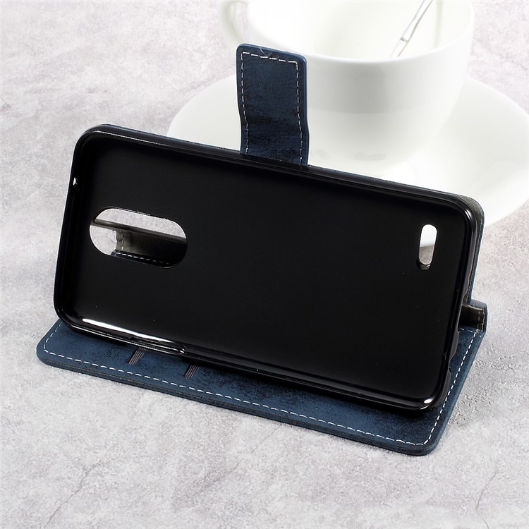Vintage Style Leather Wallet Mobile Phone Flip Cover for LG K4 (2017) EU Version - Blue-4
