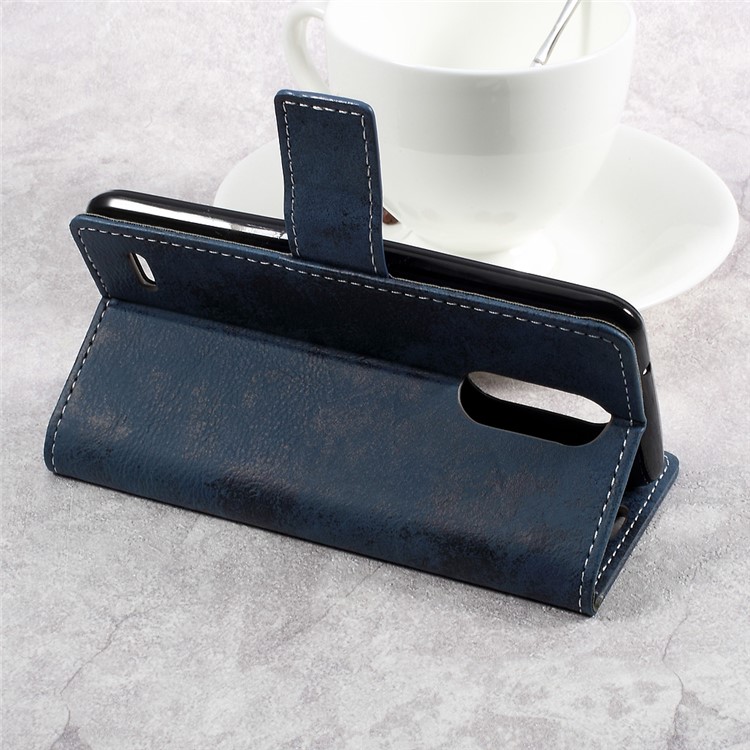 Vintage Style Leather Wallet Mobile Phone Flip Cover for LG K4 (2017) EU Version - Blue-5