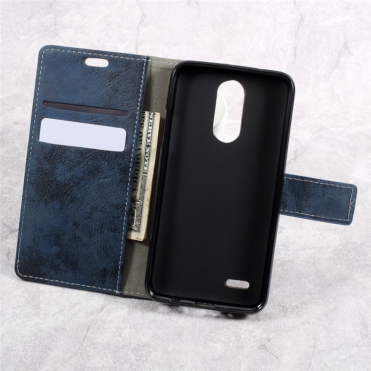 Vintage Style Leather Wallet Mobile Phone Flip Cover for LG K4 (2017) EU Version - Blue-6