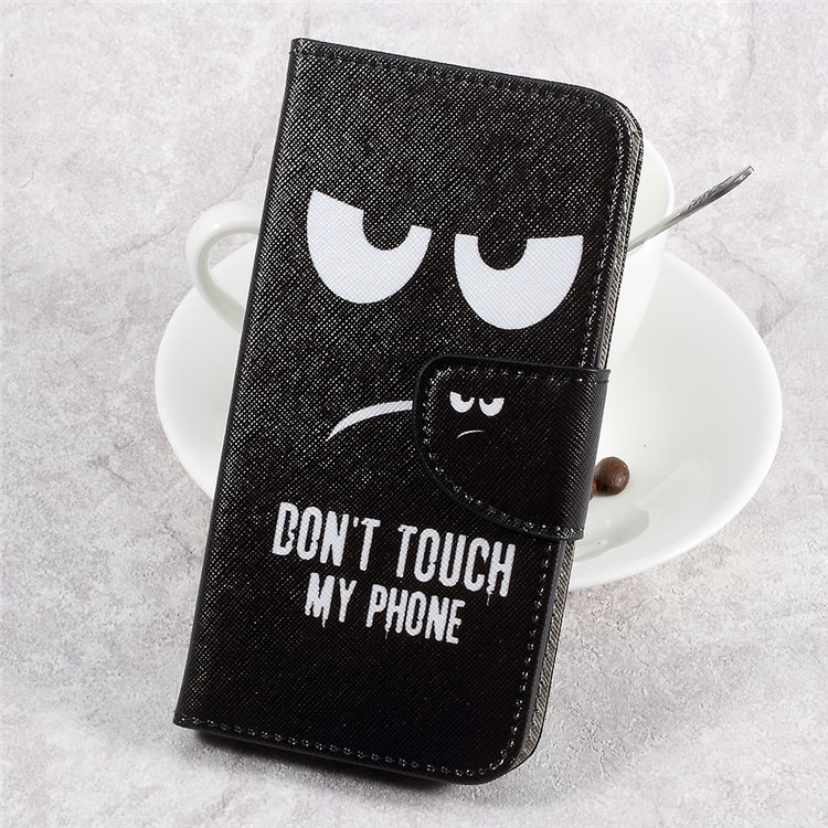 For LG Aristo LV3 MS210 / K8 2017 M200N Patterned PU Leather Card Slots Cover - Angry Expression-1