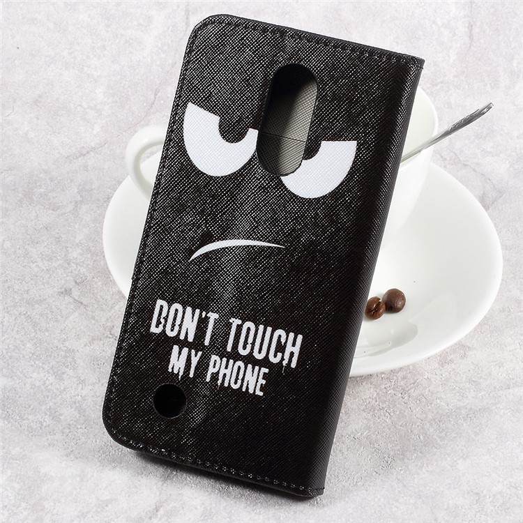 For LG Aristo LV3 MS210 / K8 2017 M200N Patterned PU Leather Card Slots Cover - Angry Expression-2