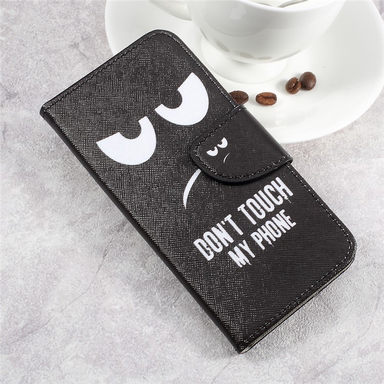 For LG Aristo LV3 MS210 / K8 2017 M200N Patterned PU Leather Card Slots Cover - Angry Expression-3