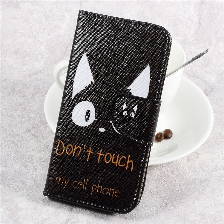 Patterned PU Leather Card Slots Cover For LG Aristo LV3 MS210 / K8 2017 M200N - Do Not Touch My Phone-1