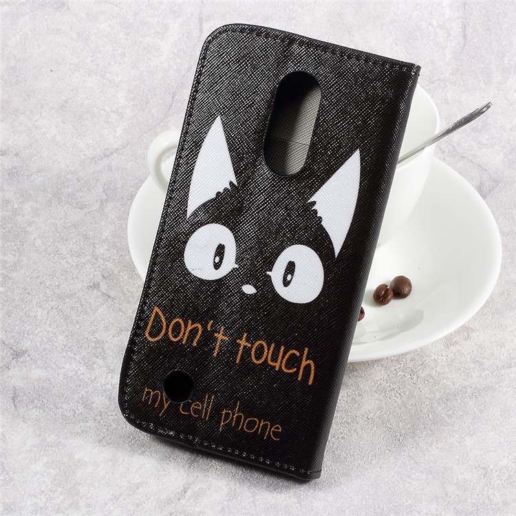 Patterned PU Leather Card Slots Cover For LG Aristo LV3 MS210 / K8 2017 M200N - Do Not Touch My Phone-2