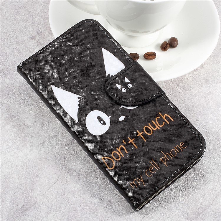 Patterned PU Leather Card Slots Cover For LG Aristo LV3 MS210 / K8 2017 M200N - Do Not Touch My Phone-3