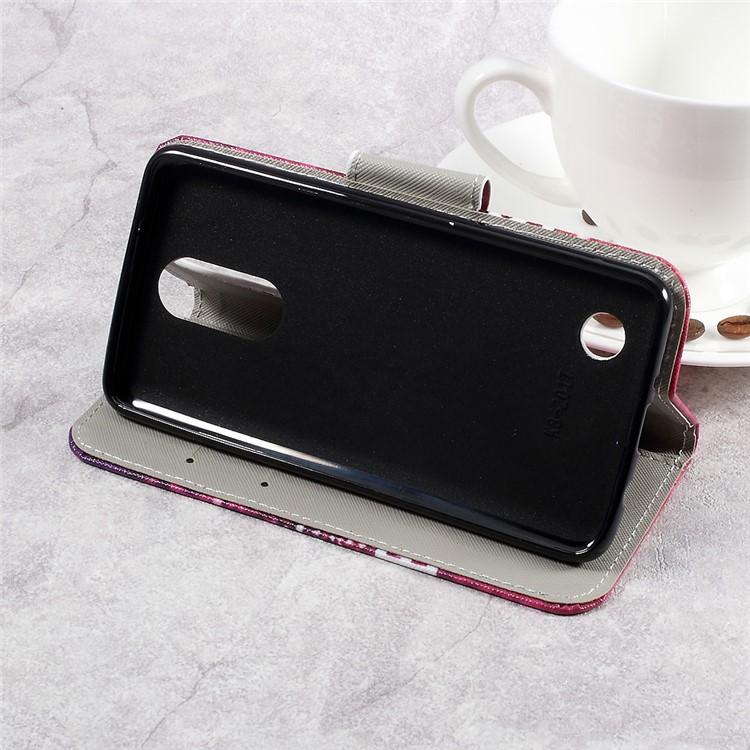 For LG Aristo LV3 MS210 / K8 2017 M200N Patterned PU Leather Card Slots Phone Case - Keep Calm and Sparkle-4