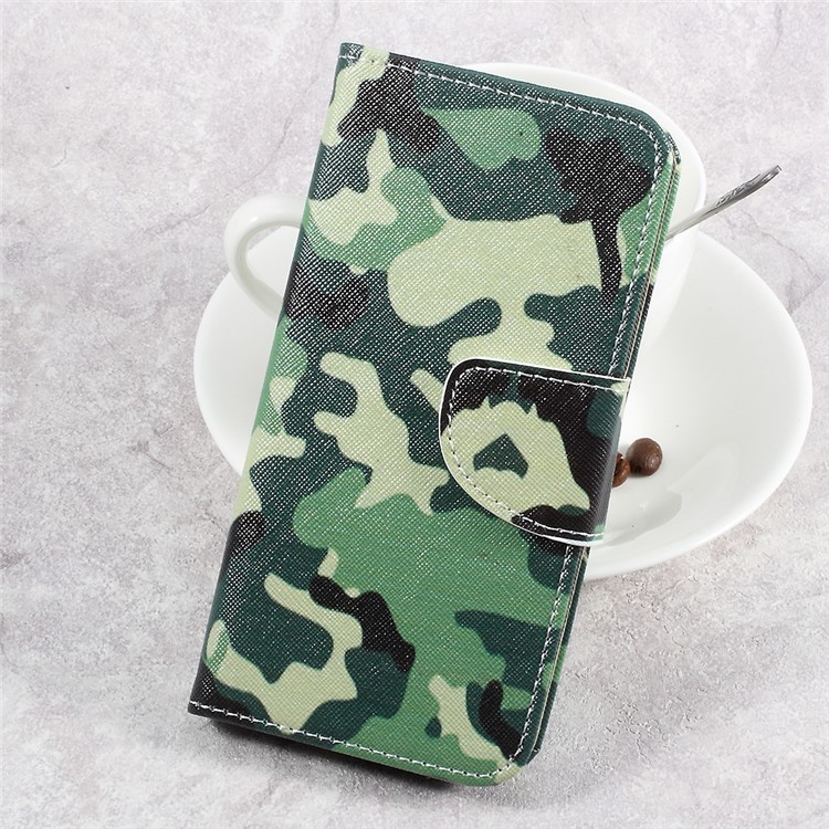 For LG Aristo LV3 MS210 / K8 2017 M200N Patterned PU Leather Card Slots Casing - Camouflage Pattern-1