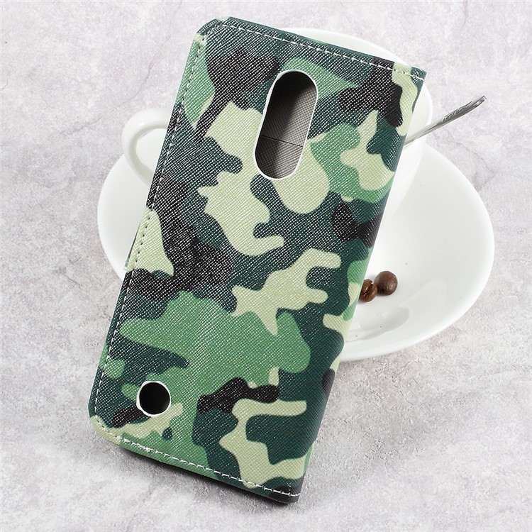 For LG Aristo LV3 MS210 / K8 2017 M200N Patterned PU Leather Card Slots Casing - Camouflage Pattern-2