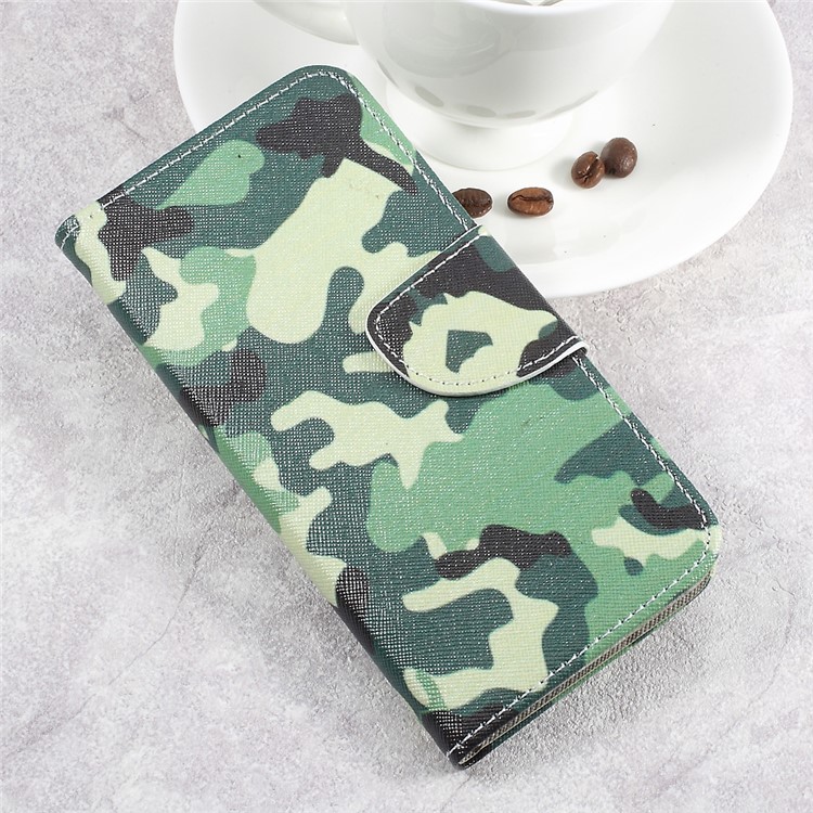 For LG Aristo LV3 MS210 / K8 2017 M200N Patterned PU Leather Card Slots Casing - Camouflage Pattern-3