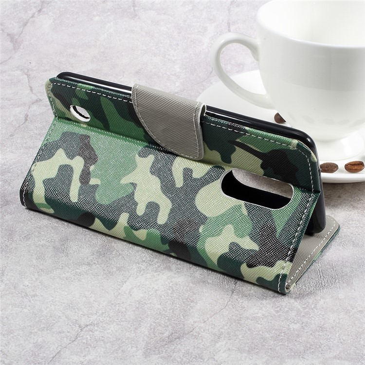 For LG Aristo LV3 MS210 / K8 2017 M200N Patterned PU Leather Card Slots Casing - Camouflage Pattern-5