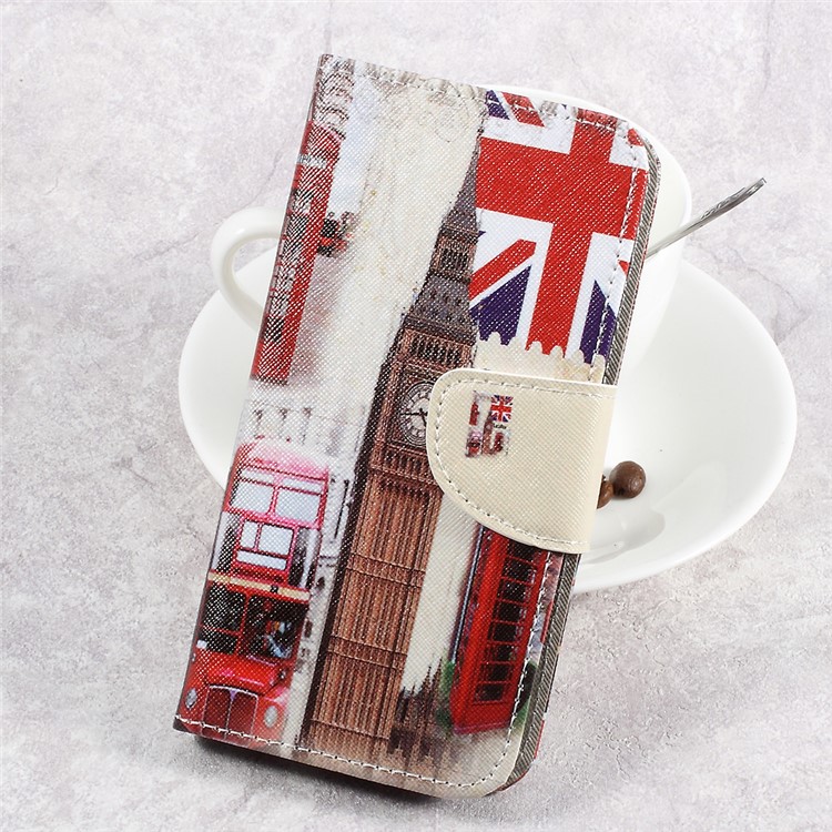 For LG Aristo LV3 MS210 / K8 2017 M200N Patterned PU Leather Card Slots Shell - London Elements-1