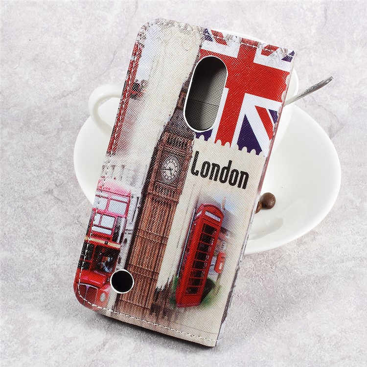 For LG Aristo LV3 MS210 / K8 2017 M200N Patterned PU Leather Card Slots Shell - London Elements-2
