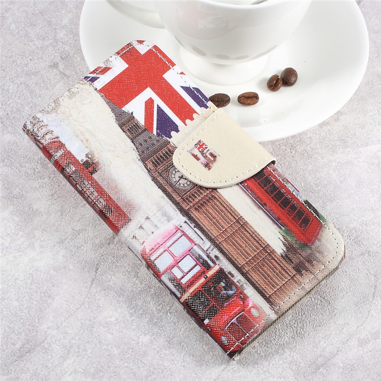 For LG Aristo LV3 MS210 / K8 2017 M200N Patterned PU Leather Card Slots Shell - London Elements-3