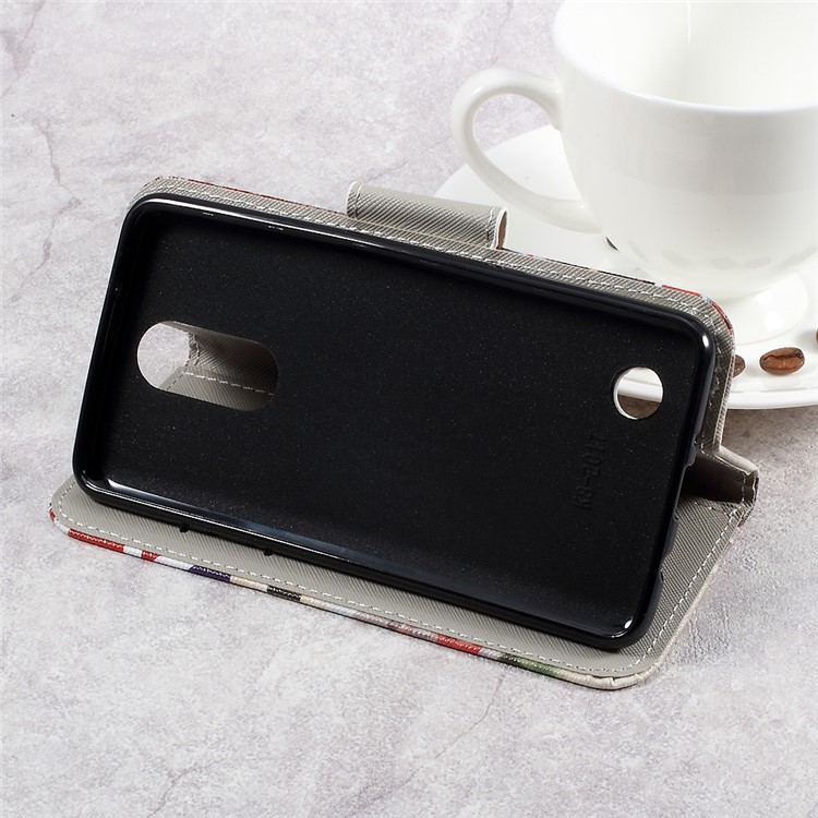 For LG Aristo LV3 MS210 / K8 2017 M200N Patterned PU Leather Card Slots Shell - London Elements-4